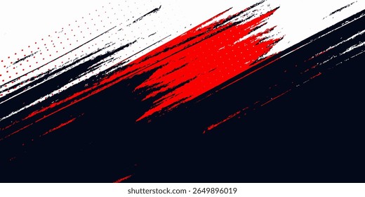 Diseño Abstractas mínimo del grunge de los deportes del marco rojo y blanco en fondo oscuro

