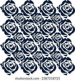 minimale abstrakte abstrakte Rosenblumenmuster-Anordnung auf Vektorhintergründen, die das digitale Bild für den Stoffdruck in der Fabrik veranschaulicht. rosafarbene Stoffblumenmuster. Blumenvektor.