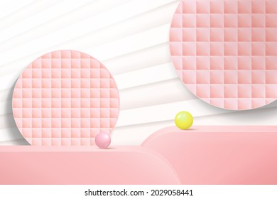 Minimal abstract scene platform, air flying geometric shapes on pastel background.