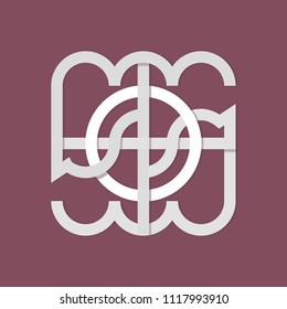 Minimal abstract shape line  logo, sign, icon with shades .3d effect. White on the pink and red background. Pixel perfect. Editable.