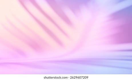 Minimal abstract summer background for product presentation with a palm leaf shadow. Blurred shadow from palm leaves. Pink color studio background. Empty room. Blurred backdrop. Vector illustration.