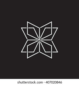 Minimal abstract symbol. Sacred geometry. Black background. Stock vector.