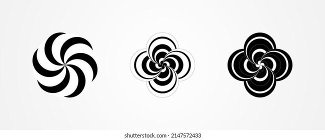 Minimal abstract symbol set Circle vortex logo Geometric shape Vector illustration