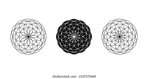 Minimal abstract symbol set Circle vortex logo Geometric shape Vector illustration