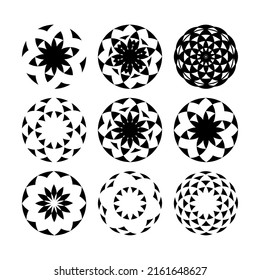 Minimal abstract symbol set Circle vortex logo Geometric shape Vector illustration
