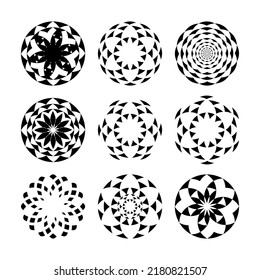 Minimal abstract symbol set Circle vortex logo Geometric shape Vector illustration