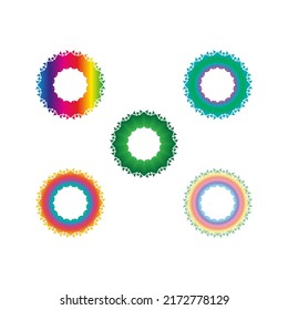 Minimal abstract symbol set Floral mandala ornament Geometric shape Vector illustration