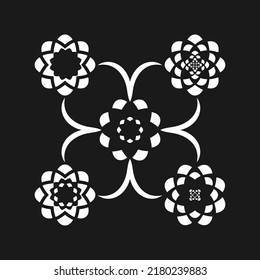 Minimal abstract symbol set Flower ornament. Geometric shape 
Vector on a black background for textile and paper, textile,  scrapbook and other users.