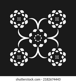Minimal abstract symbol set Flower ornament. Geometric shape Vector on a black background for textile and paper, textile,  scrapbook and other users.