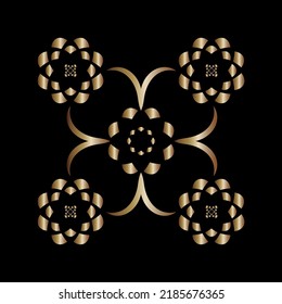 Minimal abstract symbol set Flower ornament. Geometric shape Vector on a black background for textile and paper, textile,  scrapbook 