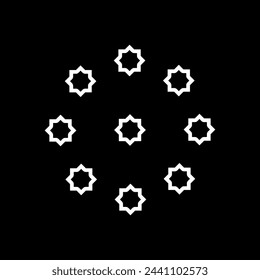 Minimal abstract symbol Simple mandala Logo Geometric shape Islamic elements White element on black background Oriental pattern Vector illustration