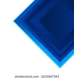 Minimal Abstract Tech Background with Geometric Blue Square Layers Corner. Modern Corporate Design Background with Blue Abstract Square Isolated on Transparent