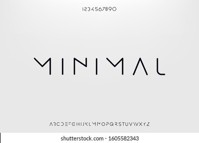 Minimal, an Abstract technology science alphabet font. digital space typography vector illustration design