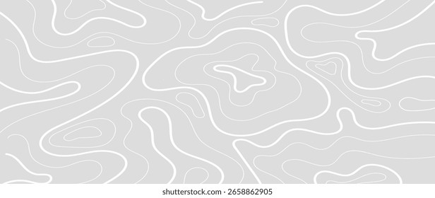 Minimal Abstract Topographic Map Background with Soft Gray Contour Lines on White Surface for Clean Elegant Design, Modern Branding, Website Layouts, and Professional Presentations