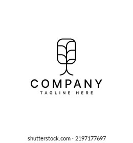 minimal abstract tree vector logo design