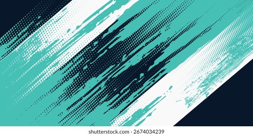 Mínimo Abstractas turquesa Grunge Scratch con Formas geométricas blancas. Artes simples futuristas. Moderno para Sitio web de presentación, Anuncio, espacio de texto. Ilustración de Vector.