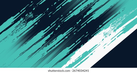 Mínimo Abstractas turquesa Grunge Scratch con Formas geométricas blancas. Artes simples futuristas. Moderno para Sitio web de presentación, Anuncio, espacio de texto.