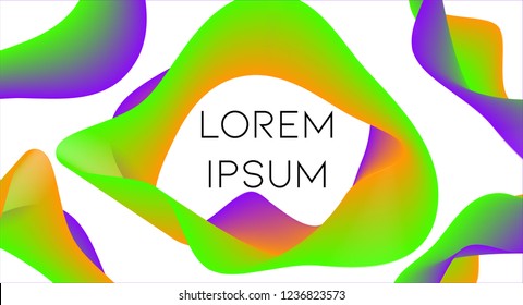 Minimal abstract vector background with memphis elements. Wavy gradient geometric cover design. 3d fluid shapes, lines composition. Header templates set. Music festival poster. Abstract lines.