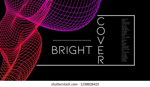 Minimal abstract vector background with memphis elements.  Wavy gradient geometric cover design. 3d fluid shapes, lines composition. Invitation templates set.  Event placard. Abstract lines.