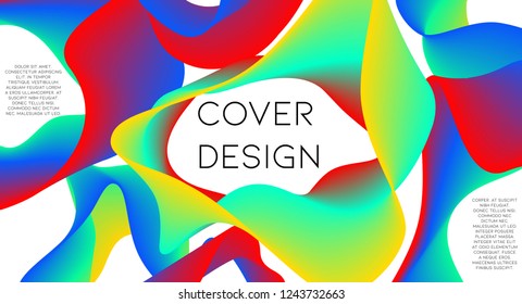 Minimal abstract vector background with memphis elements.  Colorful gradient geometric cover design. 3d shapes, liquid lines. Banner templates set. Identity style. Abstract lines.