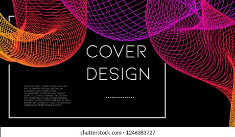 Minimal abstract vector background with memphis elements.  Wavy gradient geometric cover design. 3d fluid shapes, lines composition. Cover templates set. Branding. Abstract lines.