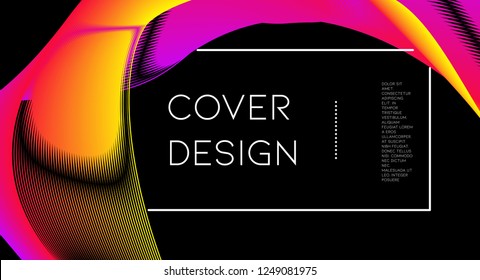 Minimal abstract vector background with memphis elements.  Bright gradient geometric cover design. 3d fluid shapes, lines composition. Cards templates set. Party flyer. Abstract lines.