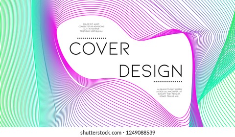 Minimal abstract vector background with memphis elements.  Colorful gradient geometric cover design. 3d shapes, liquid lines. Cover templates set. Event placard. Abstract lines.