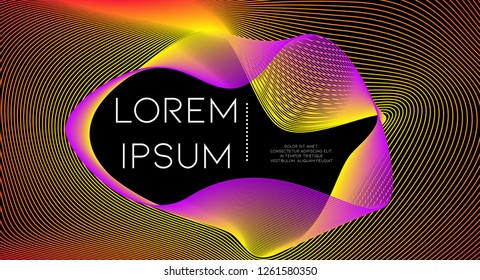 Minimal abstract vector background with memphis elements.  Colorful gradient geometric cover design. 3d shapes, liquid lines. Flyer templates set. Music festival layout. Abstract lines.