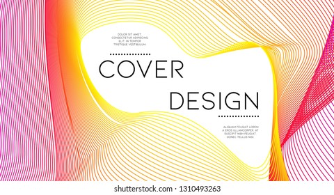 Minimal abstract vector background with memphis elements.  Wavy gradient geometric cover design. 3d fluid shapes, lines composition. Banner templates set. Music festival layout. Abstract lines.