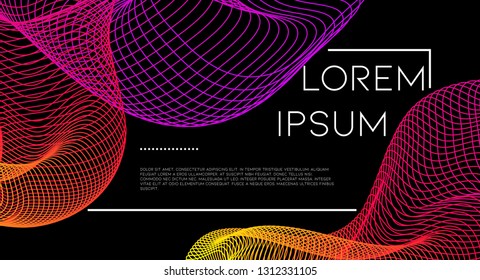 Minimal abstract vector background with memphis elements.  Bright gradient geometric cover design. 3d fluid shapes, lines composition. Placard templates set. Branding. Abstract lines.
