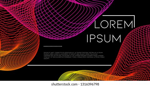 Minimal abstract vector background with memphis elements.  Wavy gradient geometric cover design. 3d fluid shapes, lines composition. Header templates set. Identity style. Abstract lines.