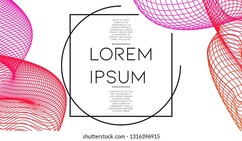 Minimal abstract vector background with memphis elements.  Colorful gradient geometric cover design. 3d shapes, liquid lines. Poster templates set. Music festival poster. Abstract lines.