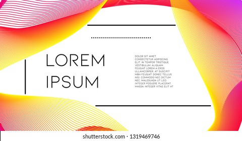 Minimal abstract vector background with memphis elements.  Wavy gradient geometric cover design. 3d fluid shapes, lines composition. Invitation templates set.  Corporate style. Abstract lines.