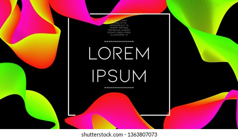Minimal abstract vector background with memphis elements.  Bright gradient geometric cover design. 3d fluid shapes, lines composition. Banner templates set. Corporate style. Abstract lines.