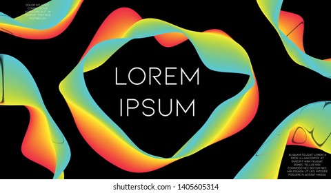 Minimal abstract vector background with memphis elements.  Colorful gradient geometric cover design. 3d shapes, liquid lines. Banner templates set. Party flyer. Abstract lines.