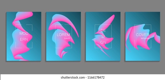 Minimal abstract vector cover design template. Future wavy gradient background. Vector templates for placards, banners, flyers, presentations and reports