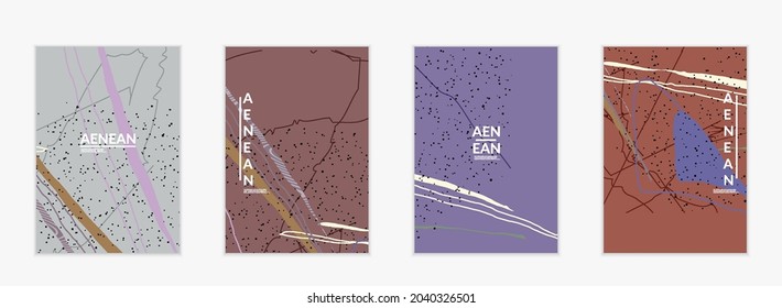 Minimal abstract vector cover template. Organic grunge textured overlapping wavy shapes and lines. Scribbled hand drawn pastel colored background. Striped dotted leaf forms. Contemporary design.