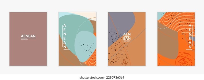 Minimal abstrakte Vektorgrafik-Titelvorlage. Organischer Grunge strukturiert überlappende schroffe Formen und Linien. handgezeichnet, handgezeichnet, pastellfarbener Hintergrund. Streifenblattformen. Zeitgenössisches Design.