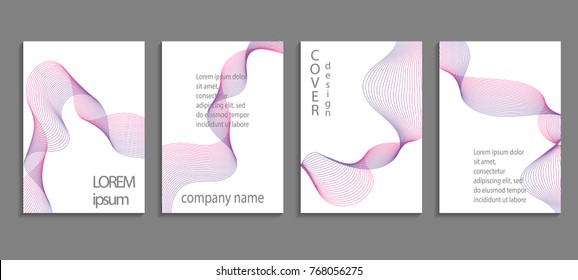 Minimal abstract vector curved line cover design template. Future geometric gradient background. Vector templates for placards, banners, flyers, presentations and reports