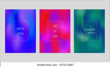 Minimal abstract vector fuid cover design template. Holography gradient background. Vector templates for placards, banners, flyers, presentations and reports