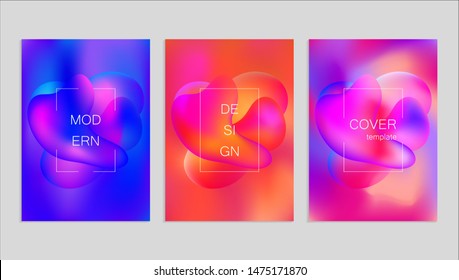 Minimal abstract vector fuid cover design template. Holography gradient background. Vector templates for placards, banners, flyers, presentations and reports