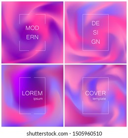 Minimal abstract vector fuid cover design template. Holography gradient background. Vector templates for placards, banners, flyers, presentations and reports