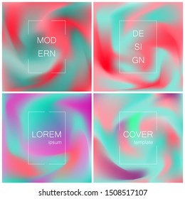 Minimal abstract vector fuid cover design template. Holography gradient background. Vector templates for placards, banners, flyers, presentations and reports