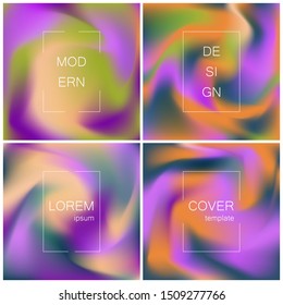 Minimal abstract vector fuid cover design template. Holography gradient background. Vector templates for placards, banners, flyers, presentations and reports