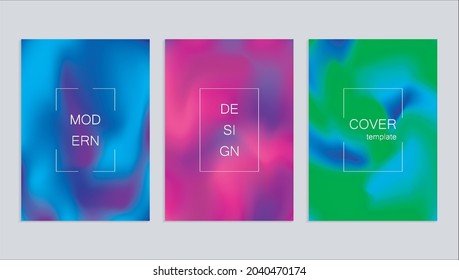 Minimal abstract vector fuid cover design template. Holography gradient background. Vector templates for placards, banners, flyers, presentations and reports