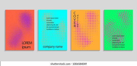 Minimal abstract vector halftone cover design template. Future geometric gradient background. Vector templates for placards, banners, flyers, presentations and reports