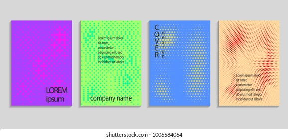 Minimal abstract vector halftone cover design template. Future geometric gradient background. Vector templates for placards, banners, flyers, presentations and reports