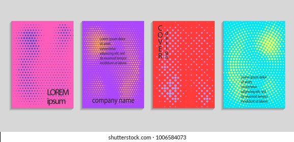 Plantilla mínima de diseño de portada de medio tono vectorial abstracto. Fondo de degradado geométrico futuro. Plantillas vectoriales para carteles, pancartas, volantes, presentaciones e informes