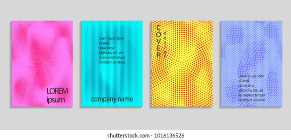 Minimal abstract vector halftone cover design template. Future geometric gradient background. Vector templates for placards, banners, flyers, presentations and reports