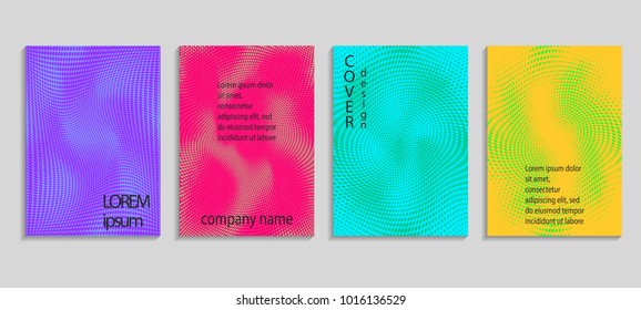 Minimal abstract vector halftone cover design template. Future geometric gradient background. Vector templates for placards, banners, flyers, presentations and reports